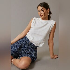 Pilcro White Organic Cotton Roll-Sleeve Tank – Size Medium